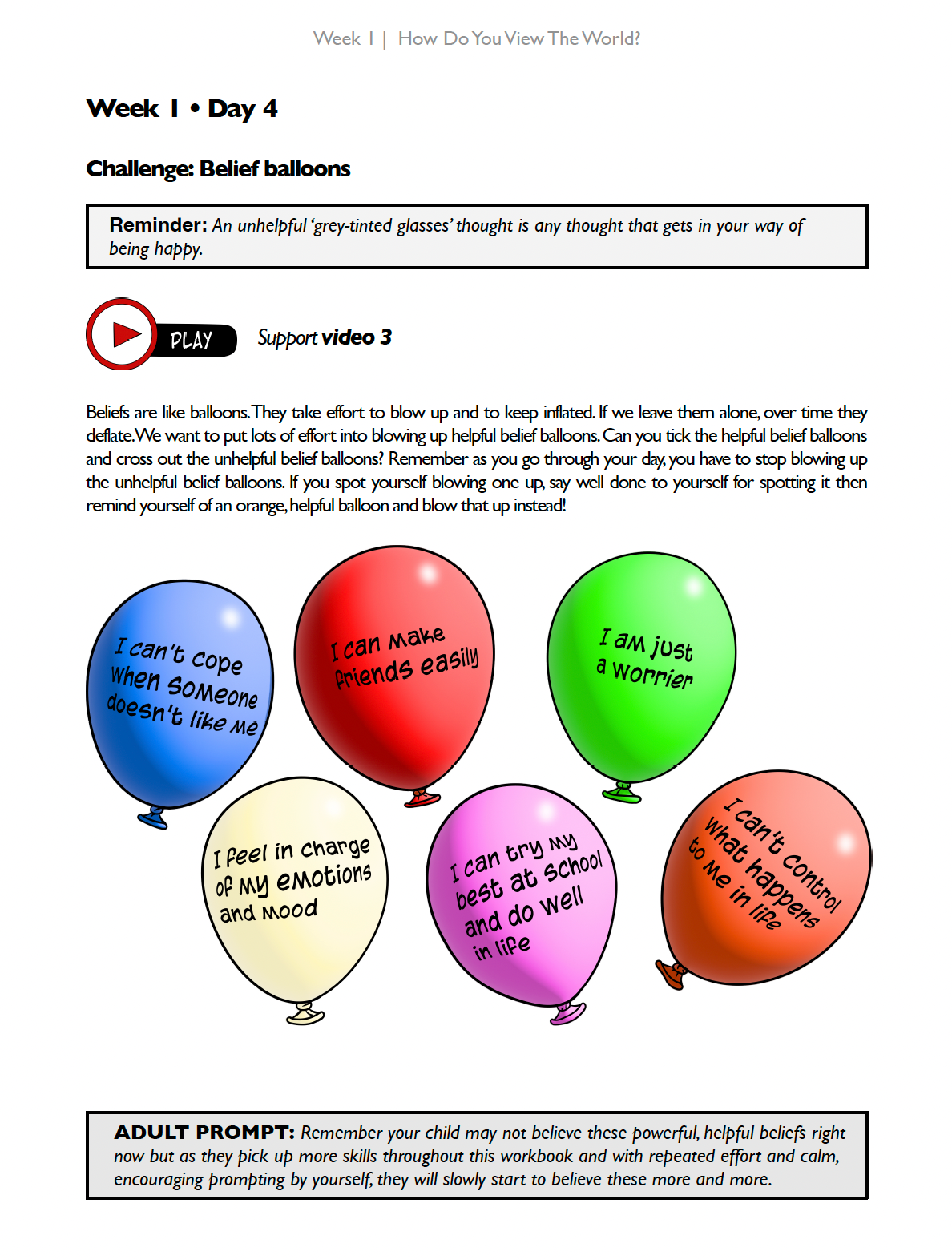 Belief Balloons help explain belief systems to the child in The Thrive Programme for Children
